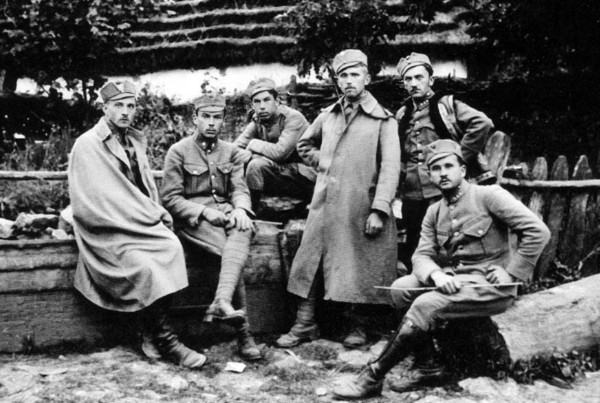 Image - The Press Office of the Ukrainian Sich Riflemen: (left to right) R. Kupchynsky, I. Ivanets, V. Orobets, V. Dzikovsky, L. Lepky, T. Moiseiovych.